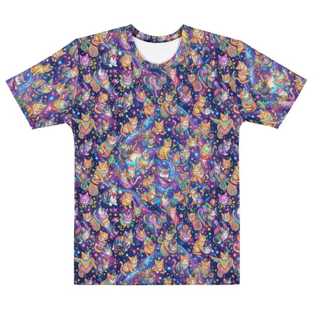Cosmic Cat Carnival on Men's Cotton Crew Neck T-Shirt — Front