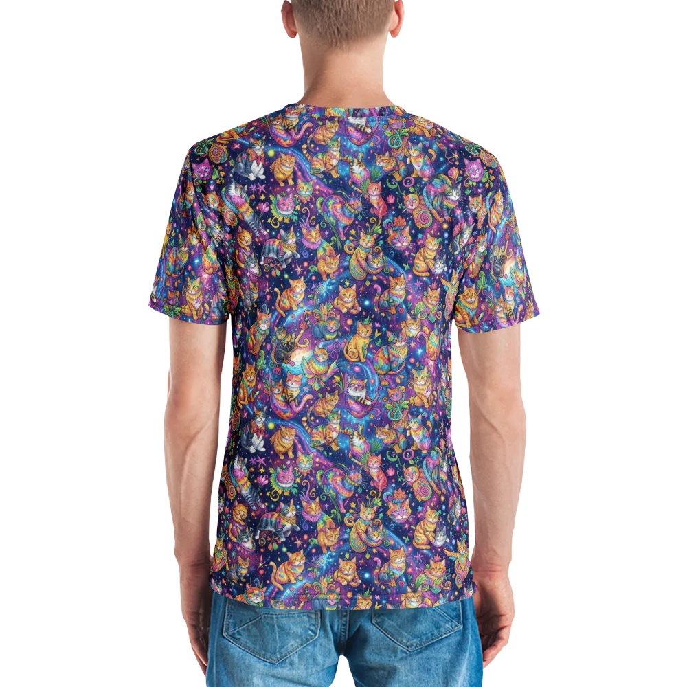 Cosmic Cat Carnival on Men's Crew Neck T-Shirt — Back