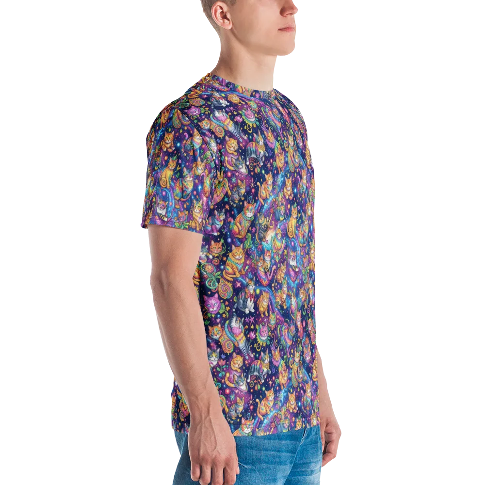Cosmic Cat Carnival on Men's Crew Neck T-Shirt — Right