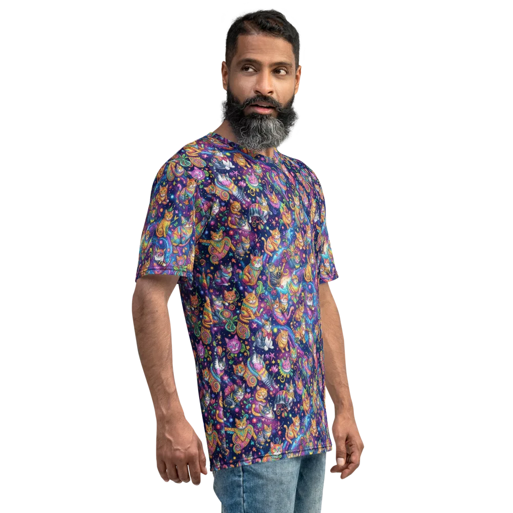 Cosmic Cat Carnival on Men's Crew Neck T-Shirt — Right