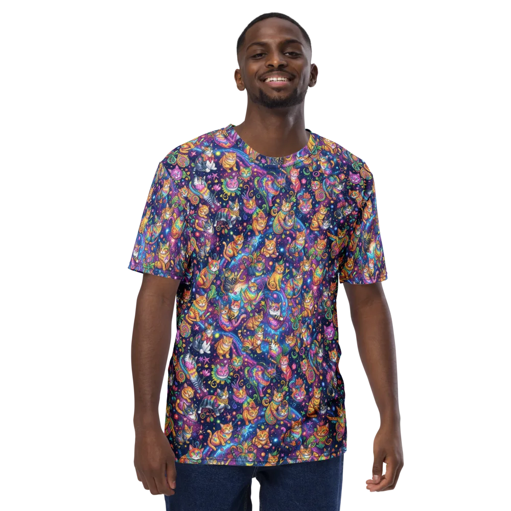 Cosmic Cat Carnival on Men's Crew Neck T-Shirt — Front