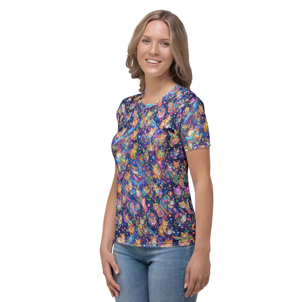 Cosmic Cat Carnival on Women's Crew Neck T-Shirt — Left