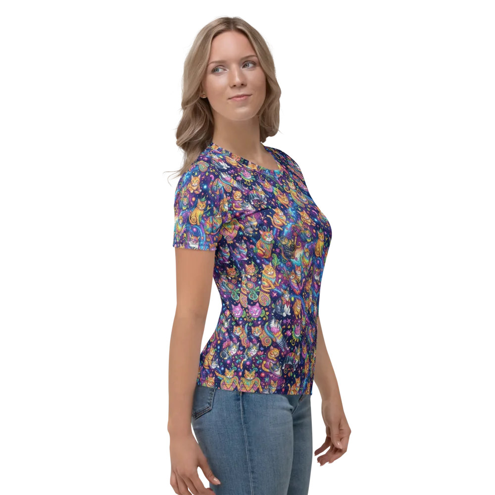 Cosmic Cat Carnival on Women's Crew Neck T-Shirt — Right