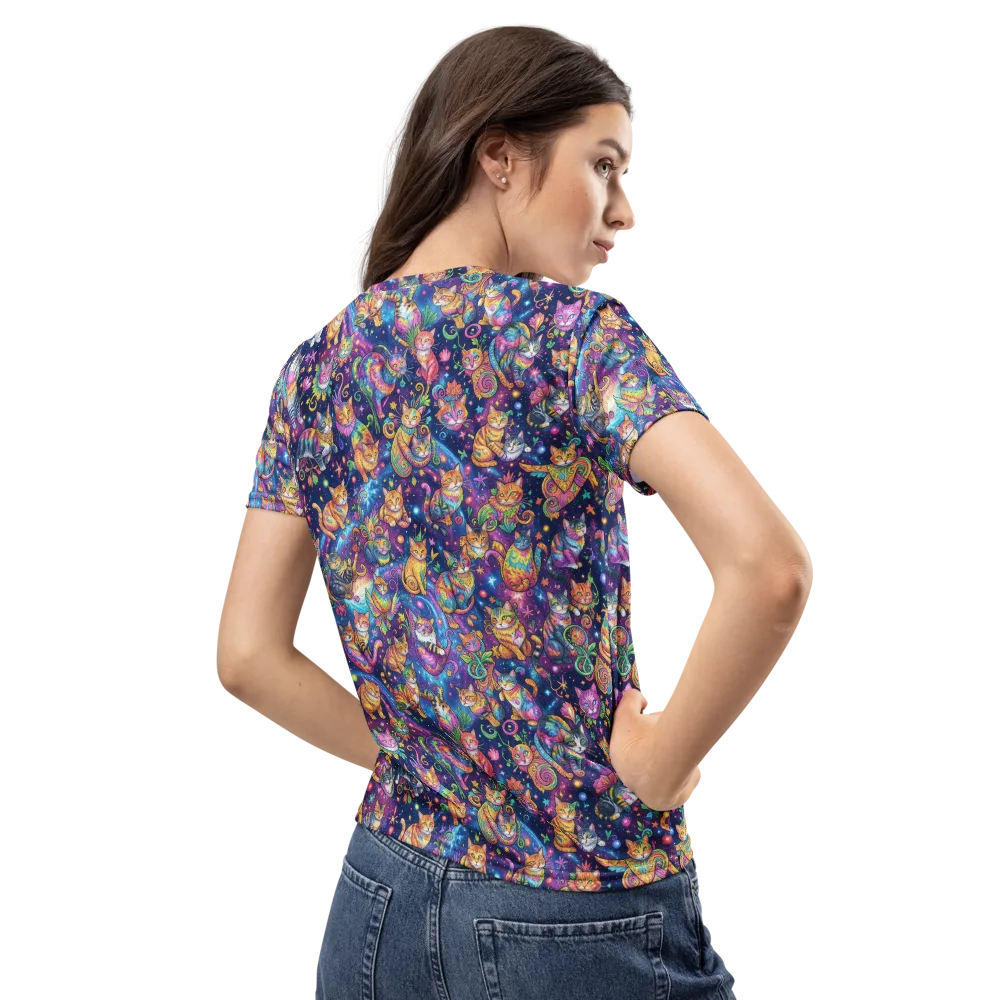 Cosmic Cat Carnival on Women's Crew Neck T-Shirt — Back