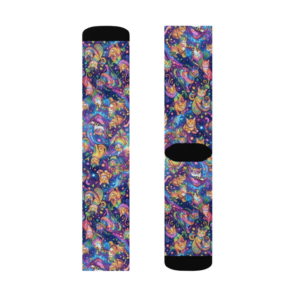 Cosmic Cat Carnival on Socks — Left Sock