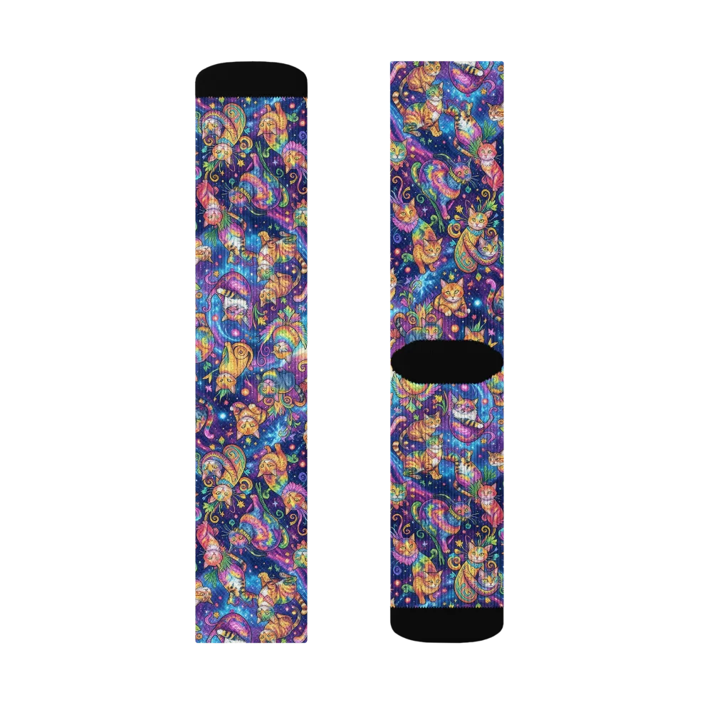 Cosmic Cat Carnival on Socks — Right Sock