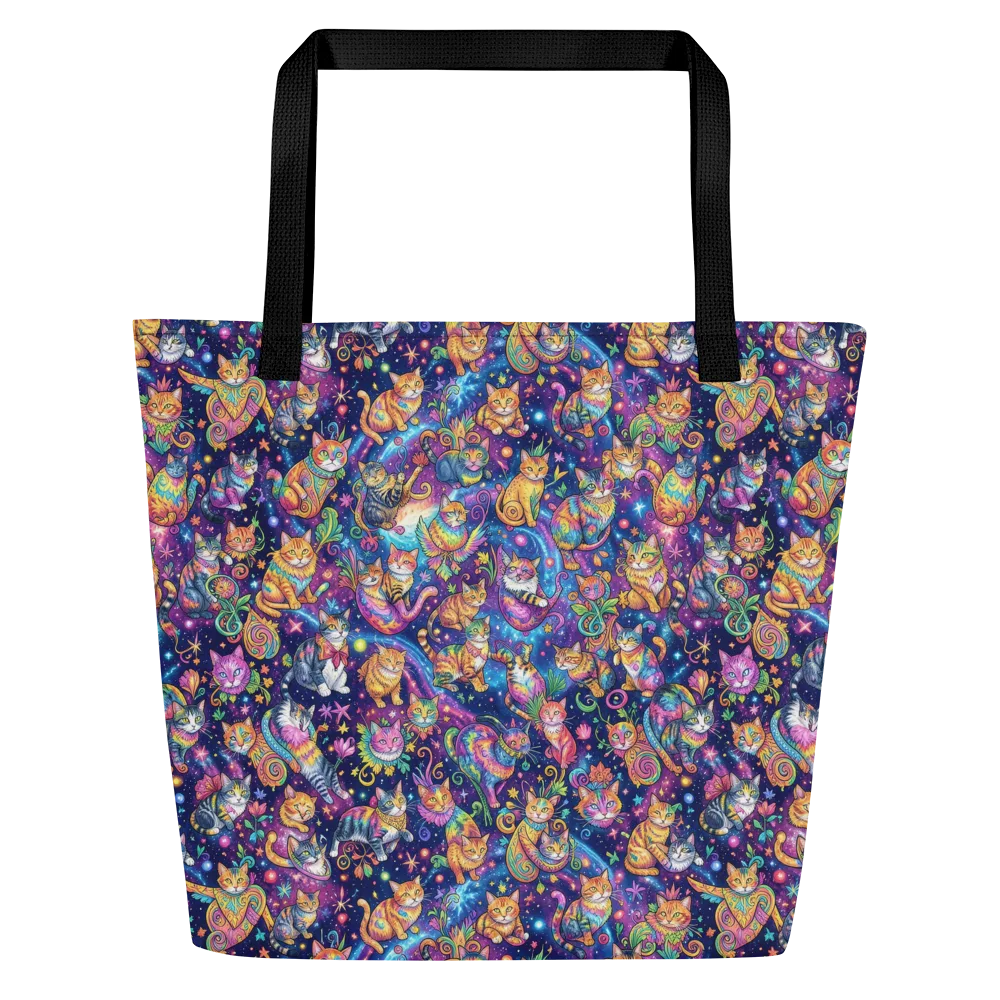 Cosmic Cat Carnival on Large Tote Bag W/ Pocket — Front