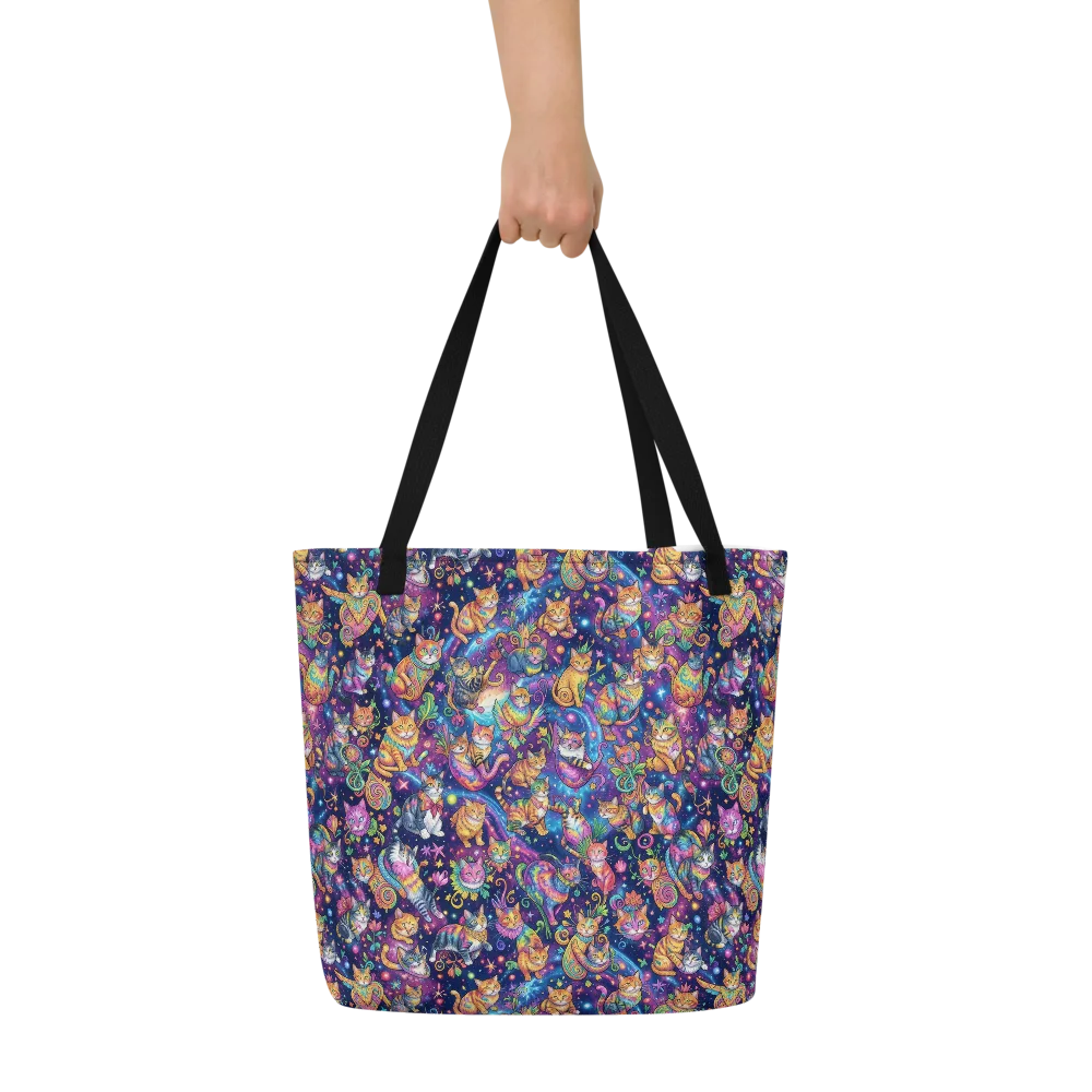 Cosmic Cat Carnival on Large Tote Bag W/ Pocket — Front