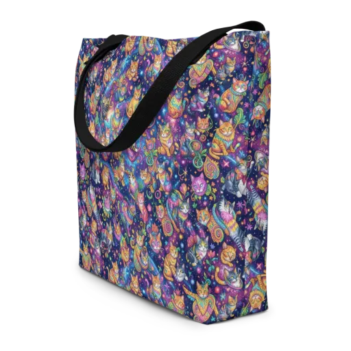 Cosmic Cat Carnival on a Large Tote Bag W/ Pocket