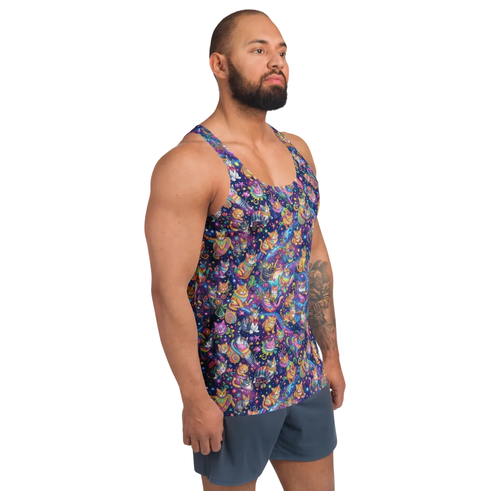 Cosmic Cat Carnival on Men's Tank Top — Right Front