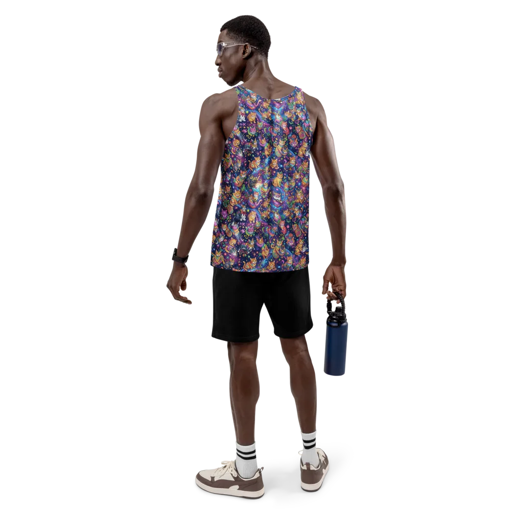 Cosmic Cat Carnival on Men's Tank Top — Back