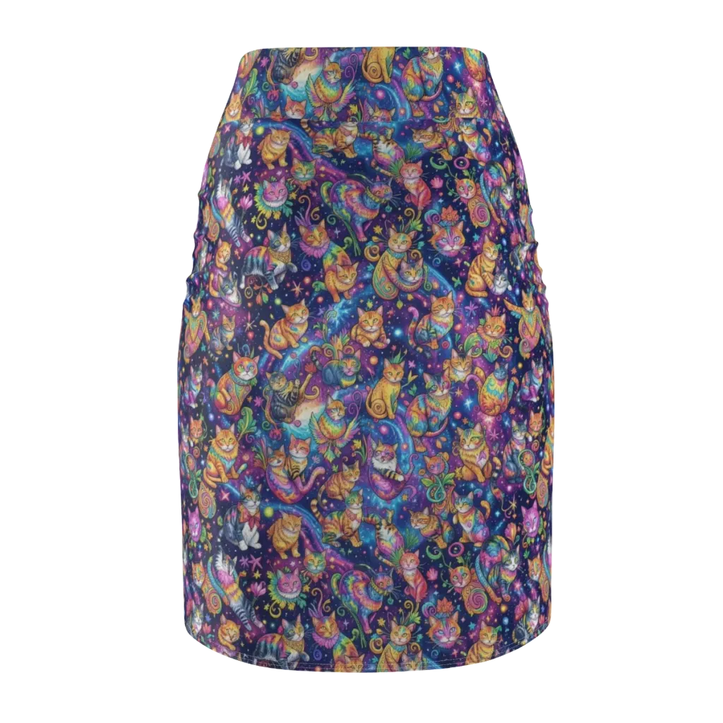 Cosmic Cat Carnival on Pencil Skirt — Back