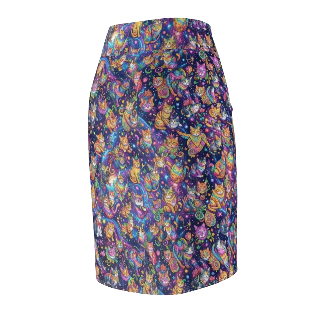 Cosmic Cat Carnival on Pencil Skirt — Back Side