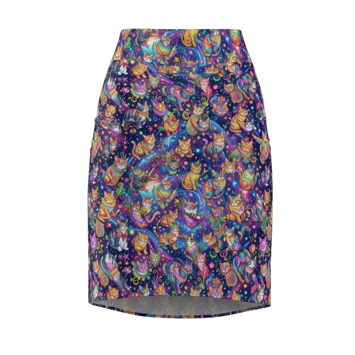 Cosmic Cat Carnival on Pencil Skirt — Front