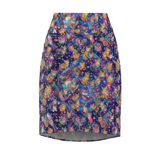 Cosmic Cat Carnival on a Pencil Skirt