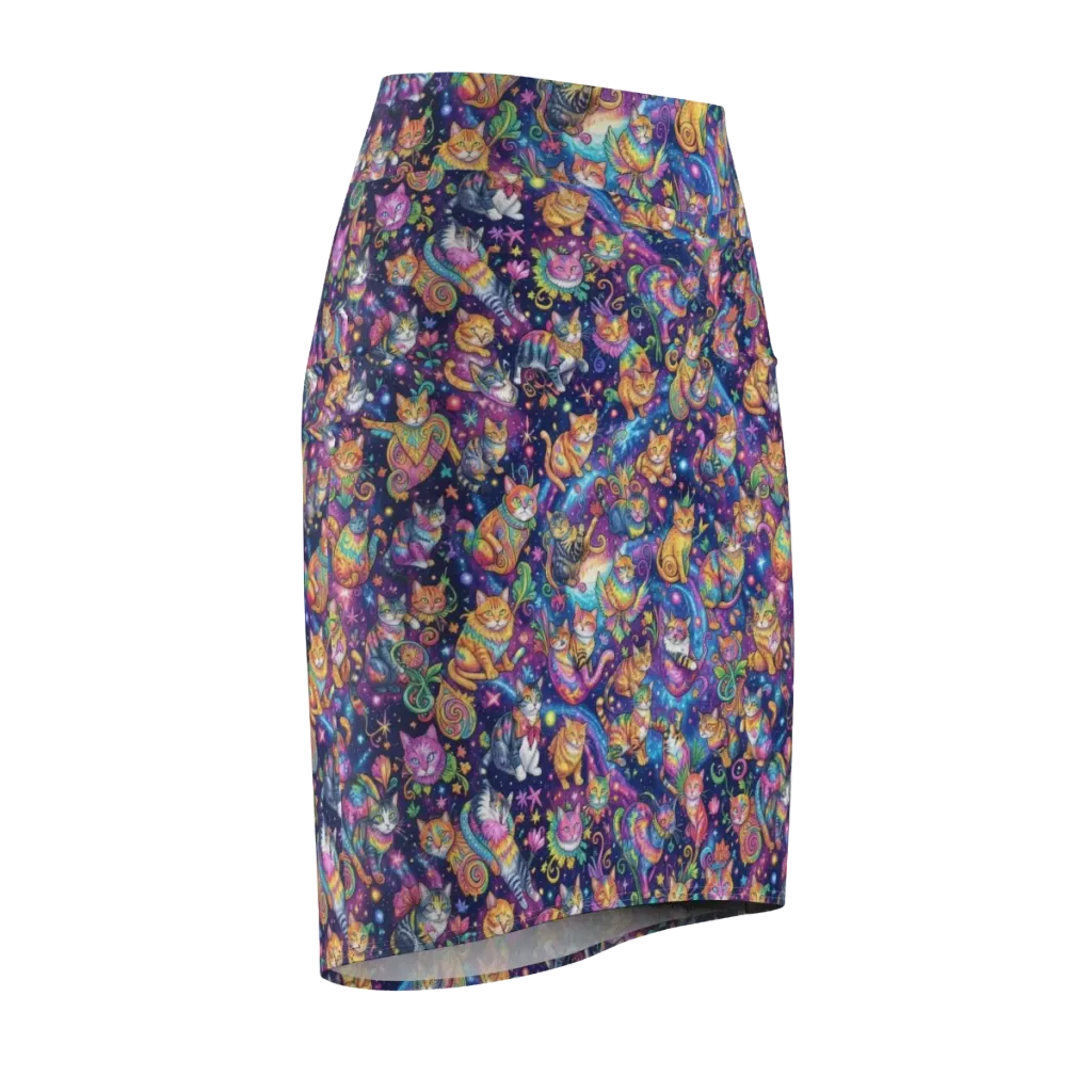 Cosmic Cat Carnival on Pencil Skirt — Front Side