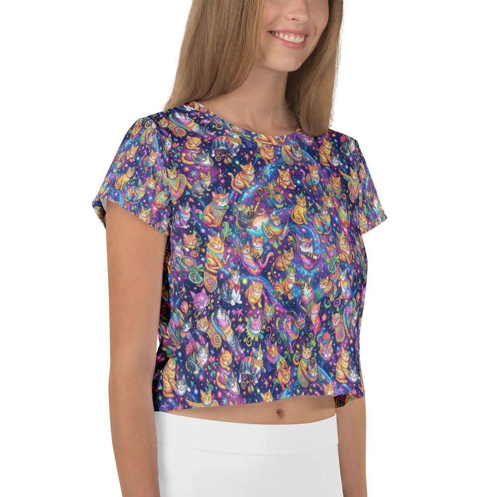 Cosmic Cat Carnival on Crop Tee — Right