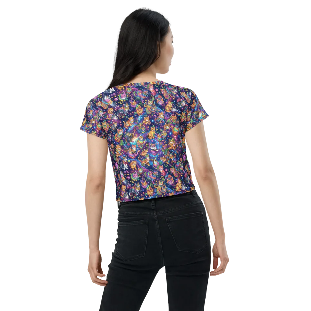 Cosmic Cat Carnival on Crop Tee — Back
