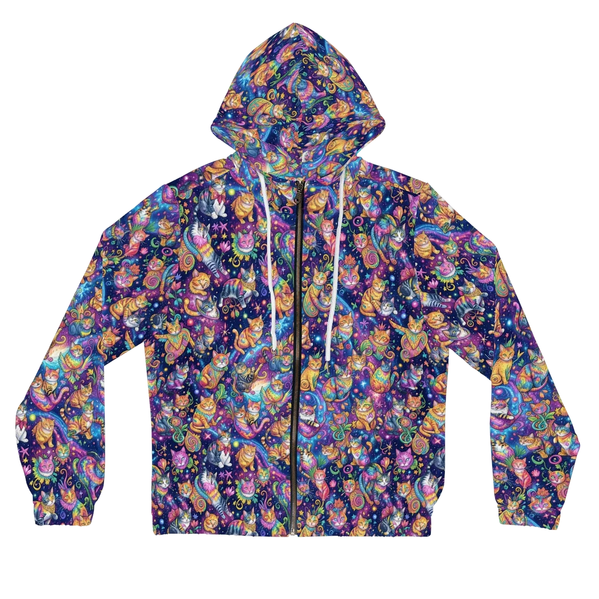 Cosmic Cat Carnival on Women's Full-Zip Hoodie — Front
