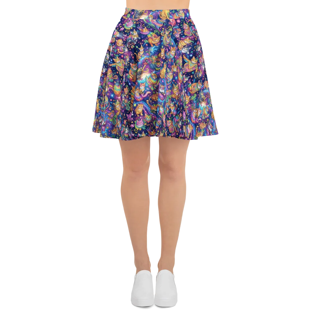 Cosmic Cat Carnival on Skater Skirt — Front