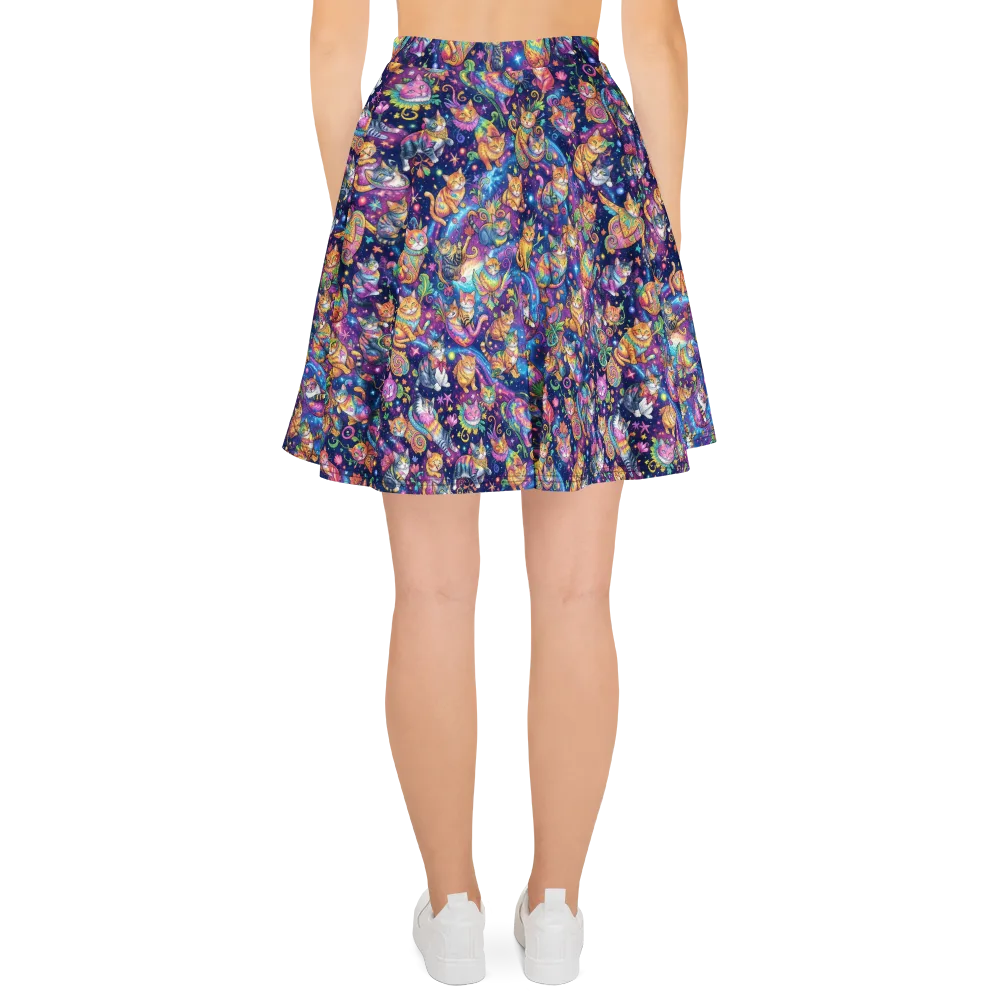 Cosmic Cat Carnival on Skater Skirt — Back