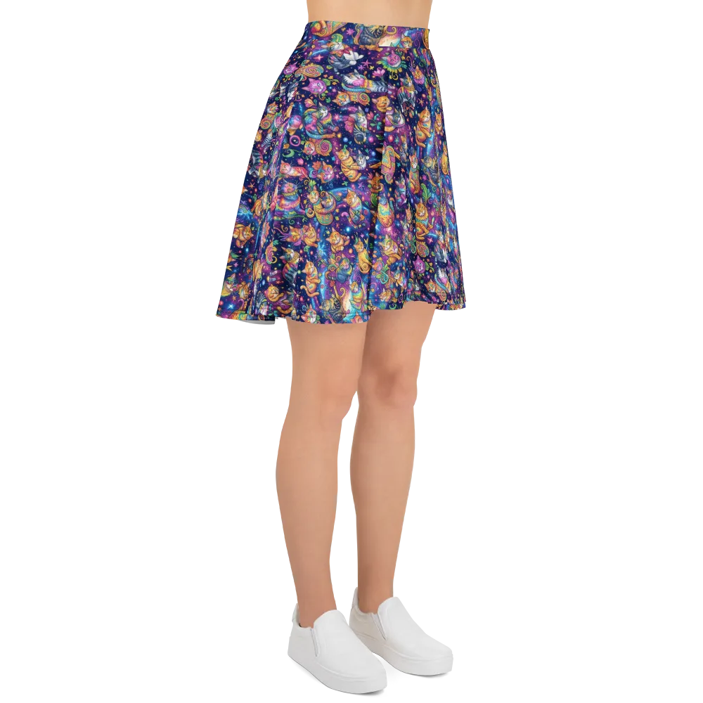 Cosmic Cat Carnival on Skater Skirt — Right