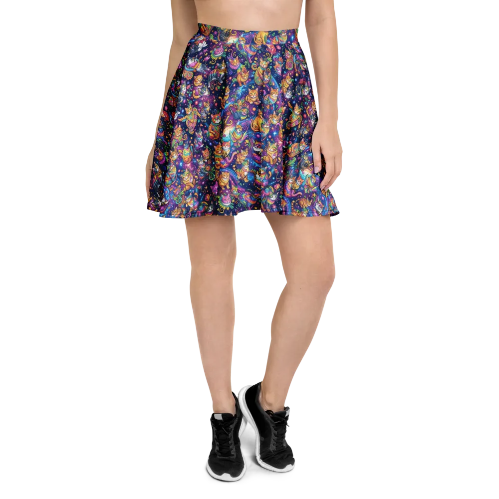 Cosmic Cat Carnival on Skater Skirt — Front