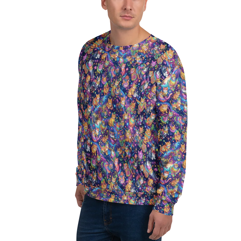 Cosmic Cat Carnival on Sweatshirt — Left Front