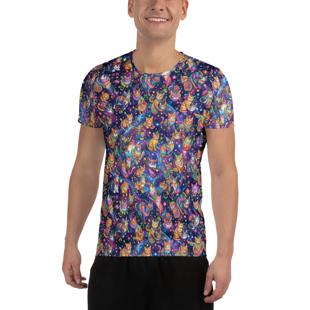 Cosmic Cat Carnival on Men's Athletic T-Shirt — Front