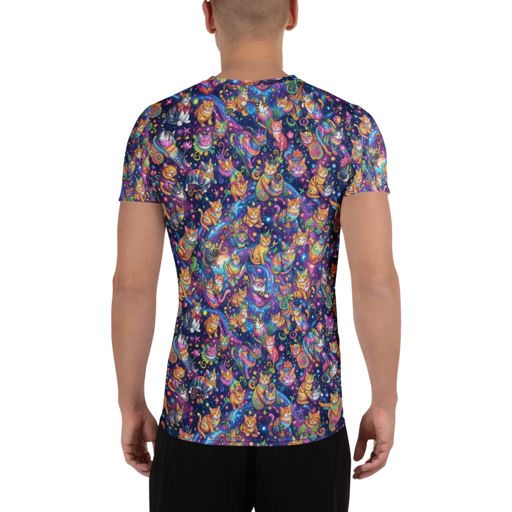Cosmic Cat Carnival on Men's Athletic T-Shirt — Back