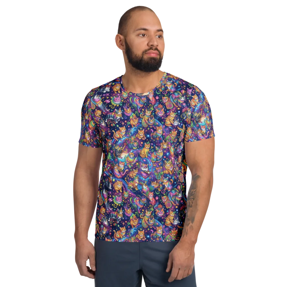 Cosmic Cat Carnival on Men's Athletic T-Shirt — Front