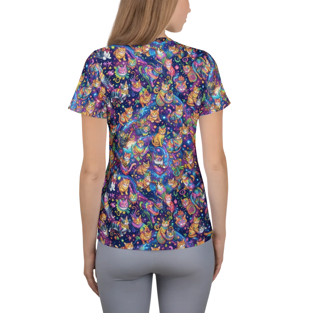 Cosmic Cat Carnival on Women's Athletic T-Shirt — Back