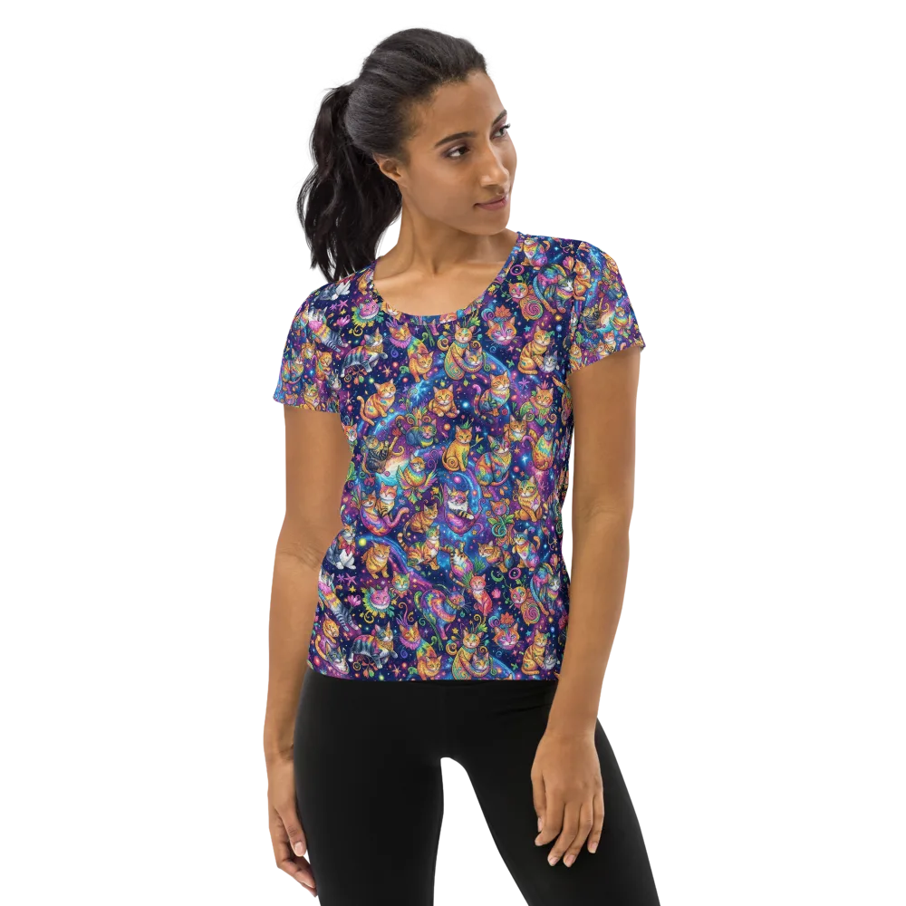 Cosmic Cat Carnival on Women's Athletic T-Shirt — Front