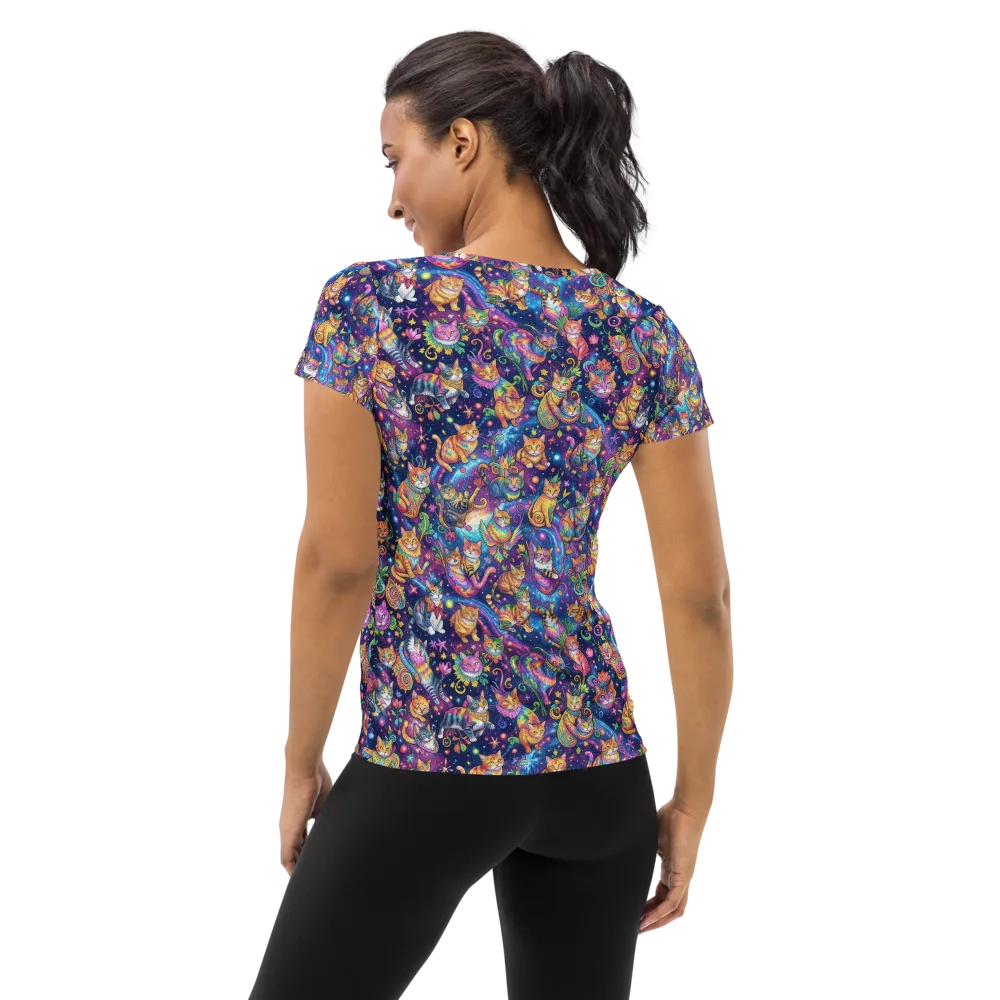 Cosmic Cat Carnival on Women's Athletic T-Shirt — Back
