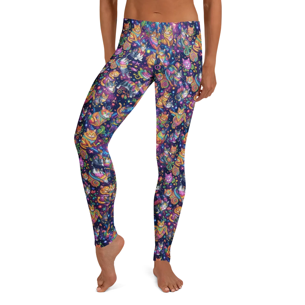 Cosmic Cat Carnival on Leggings — Front