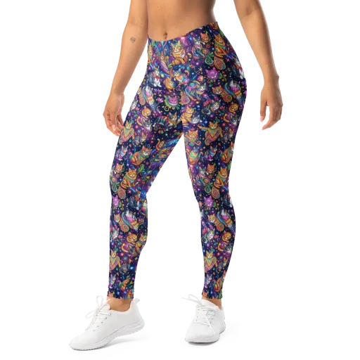 Cosmic Cat Carnival on a Leggings