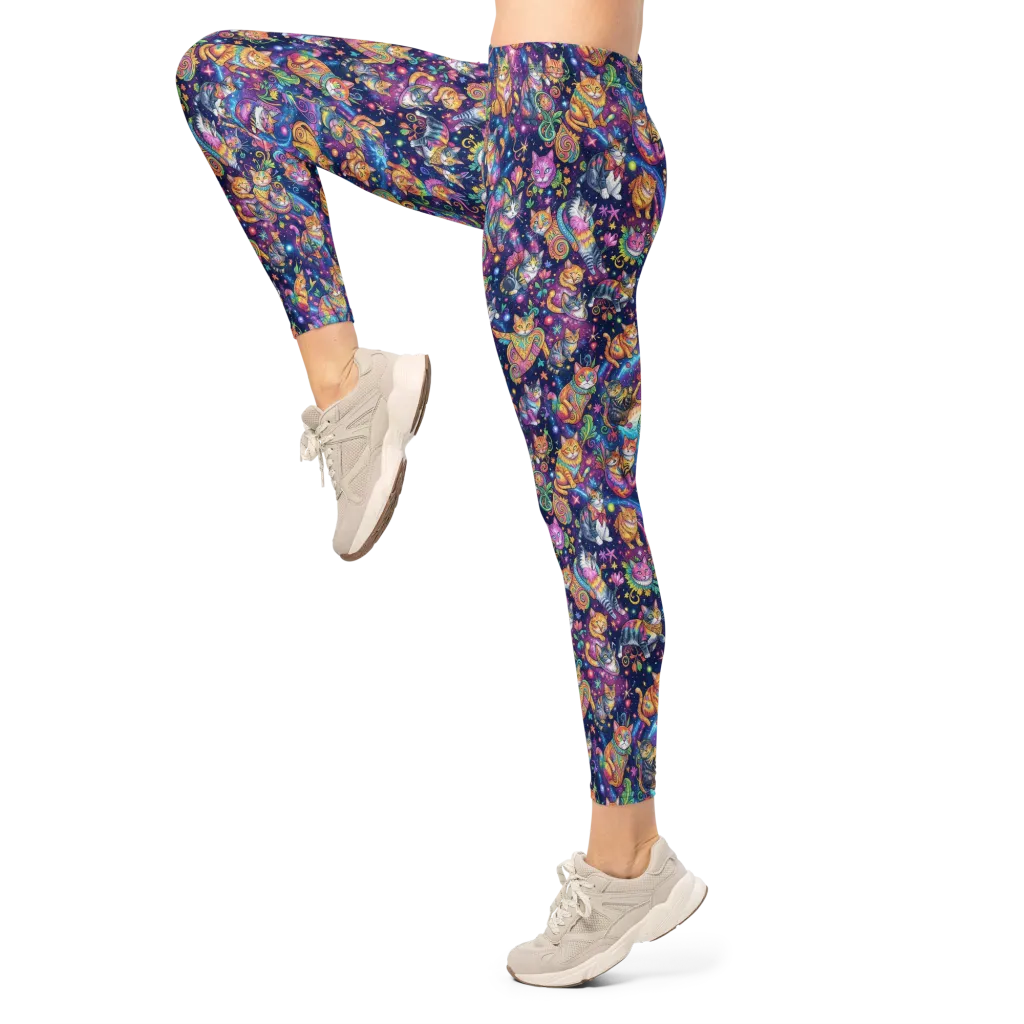 Cosmic Cat Carnival on Leggings — Left