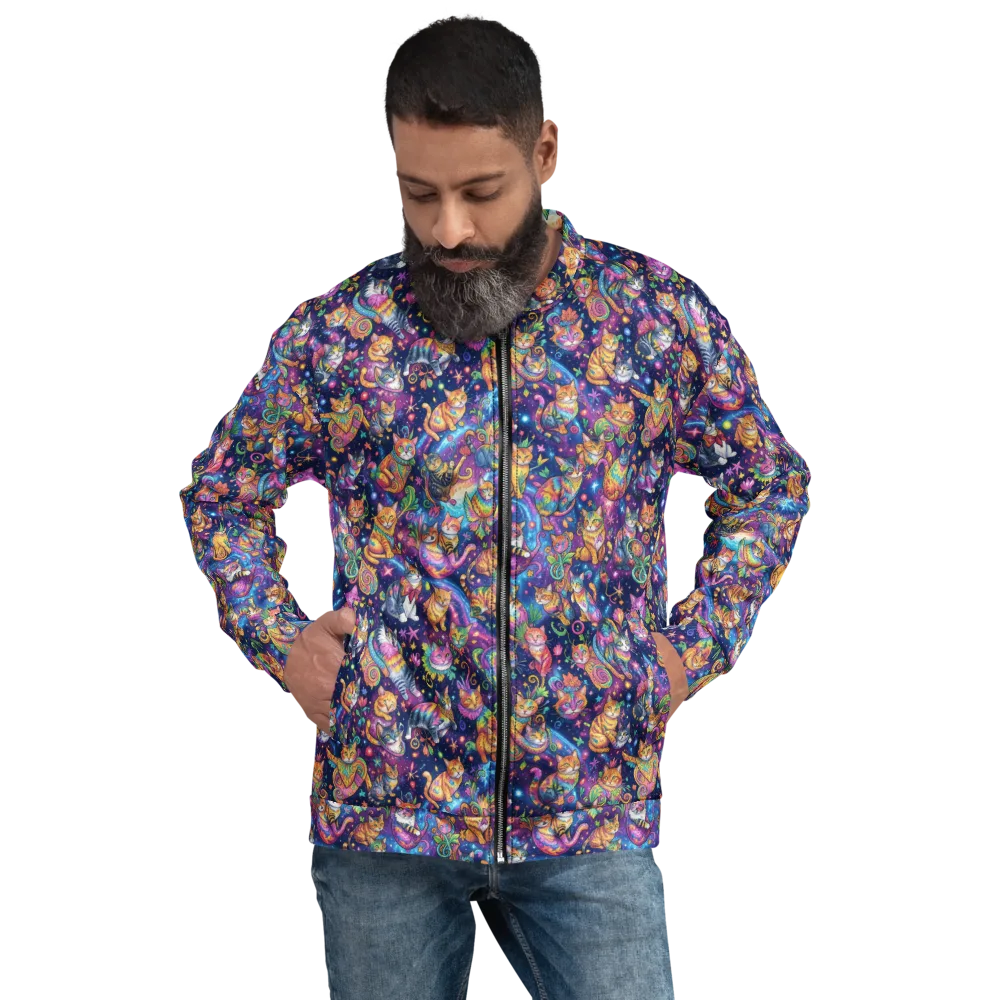 Cosmic Cat Carnival on Bomber Jacket — Front