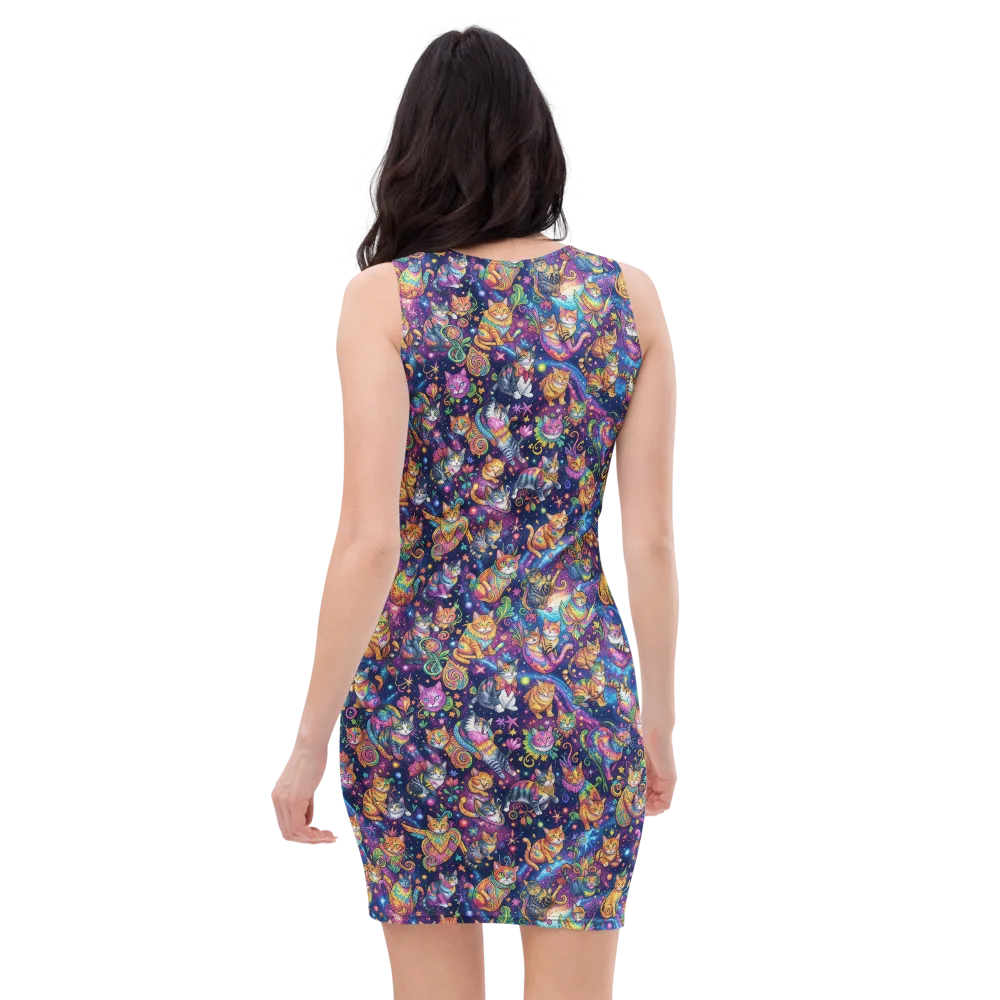Cosmic Cat Carnival on Bodycon Dress — Back