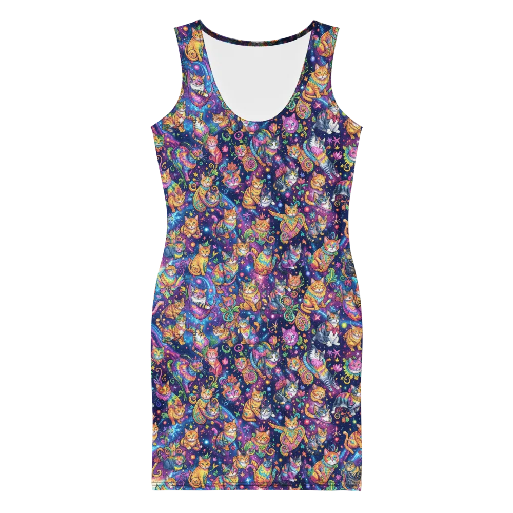 Cosmic Cat Carnival on Bodycon Dress — Front