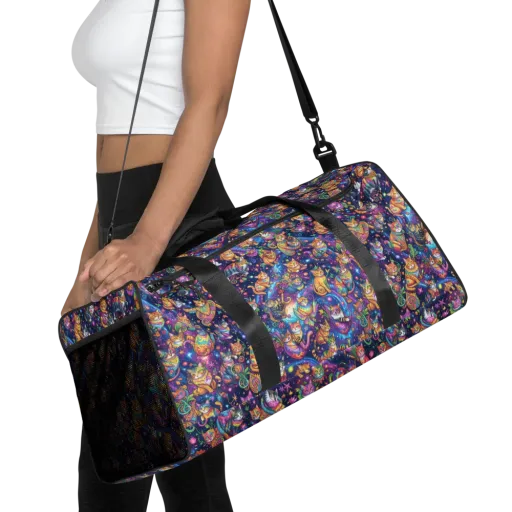 Cosmic Cat Carnival on a Duffle Bag