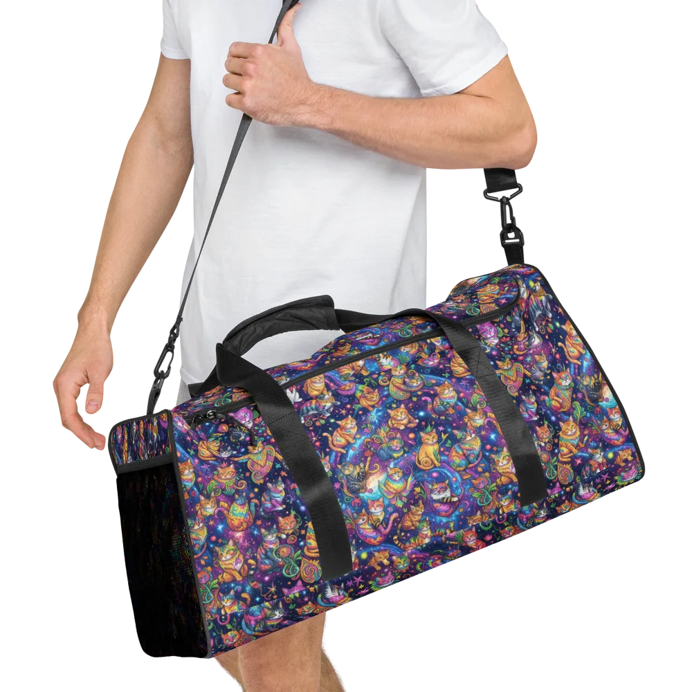 Cosmic Cat Carnival on Duffle Bag — Right Front