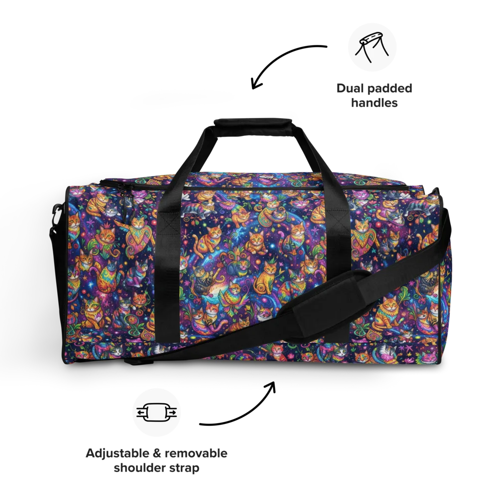 Cosmic Cat Carnival on Duffle Bag — Front