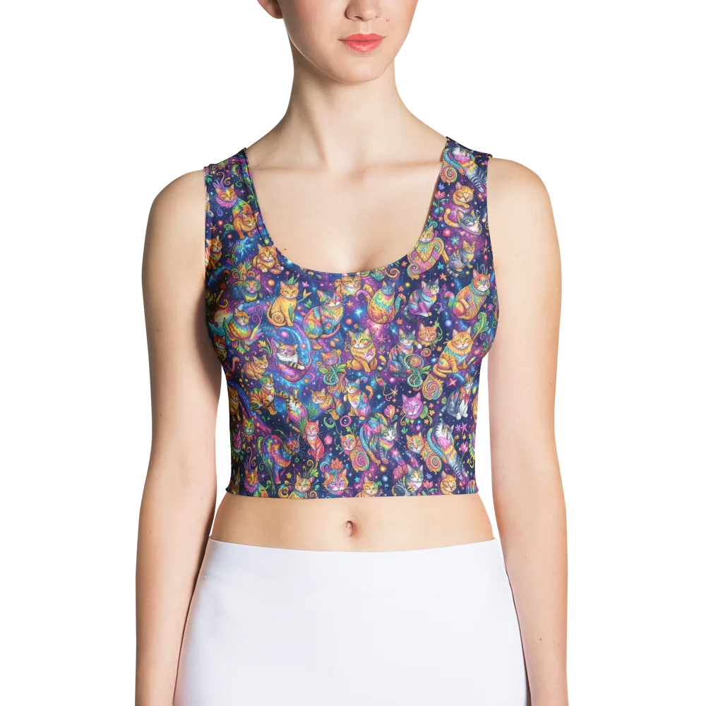 Cosmic Cat Carnival on Crop Top — Front