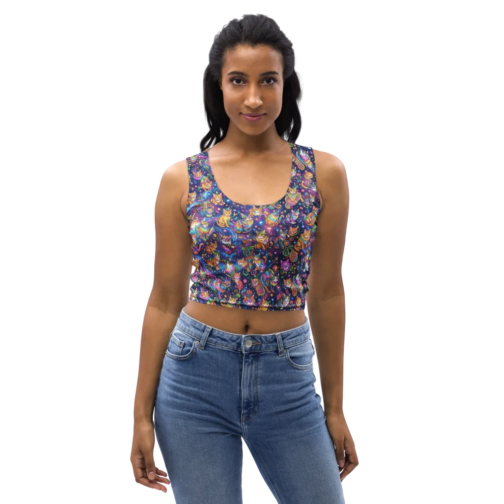 Cosmic Cat Carnival on Crop Top — Front