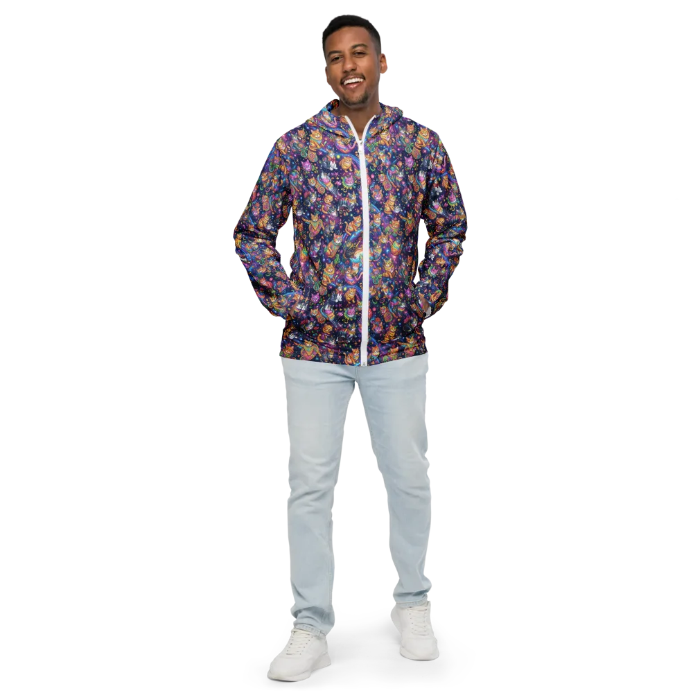 Cosmic Cat Carnival on Men's Windbreaker — Front