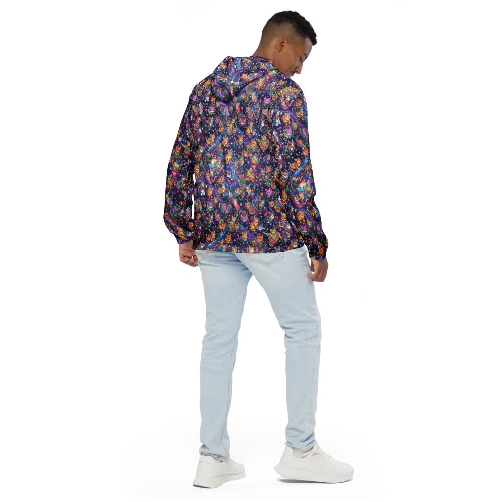 Cosmic Cat Carnival on Men's Windbreaker — Back