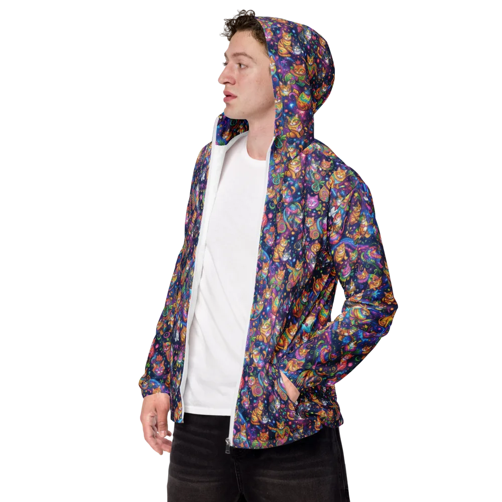 Cosmic Cat Carnival on Men's Windbreaker — Left Front