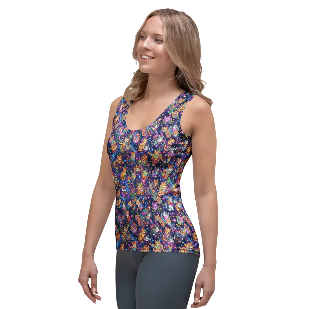 Cosmic Cat Carnival on Women's Tank Top — Left Front