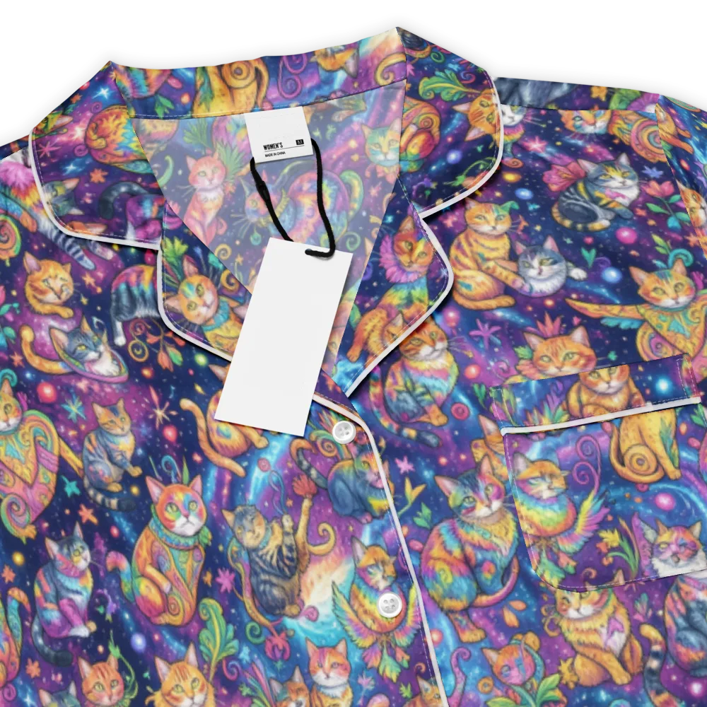 Cosmic Cat Carnival on Women's Short Sleeve Pajama Top — Product details